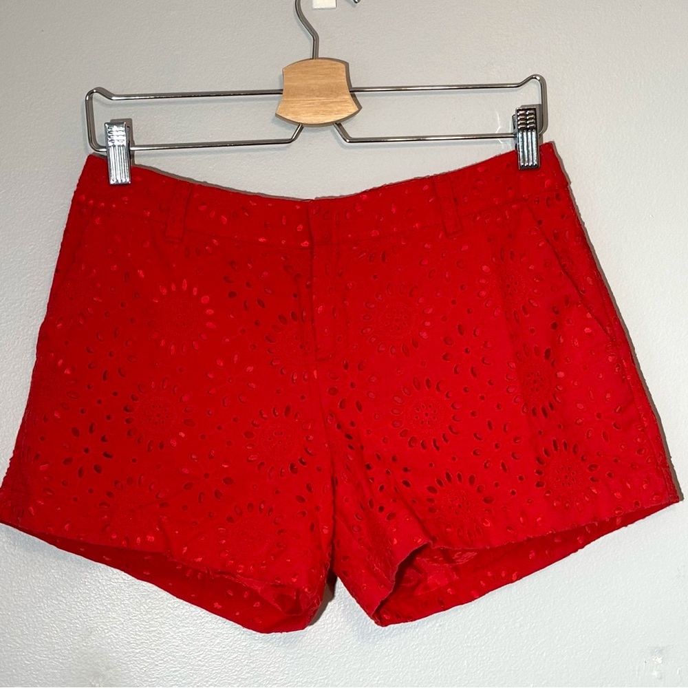 Kenar Red Eyelet Shorts Size 4